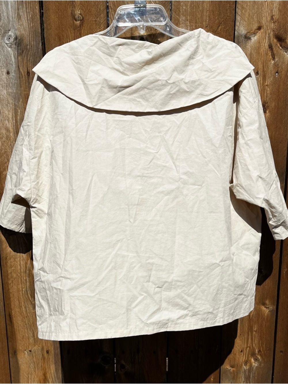 Brand New Black Crane 100% Cotton Relaxed Cream Button-Front Women's Top - Picture 4 of 9